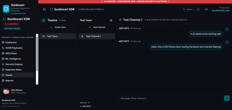 Dashboard interface showing chat messages and menu options on a dark background.